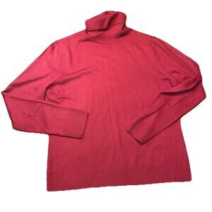 Brooks Brothers Women's Saxon Wool Turtleneck Sweater Large Burgundy